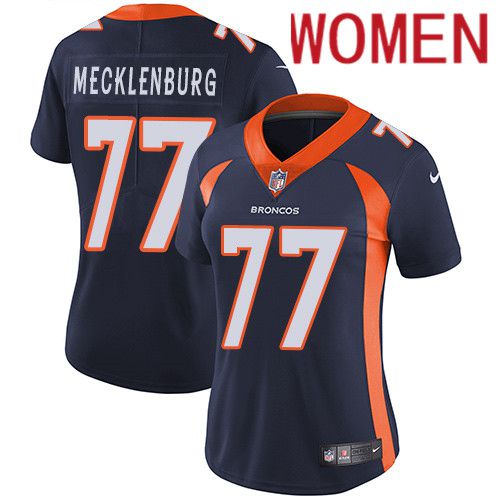 Women Denver Broncos #77 Karl Mecklenburg Navy Blue Nike Vapor Limited NFL Jersey->women nfl jersey->Women Jersey